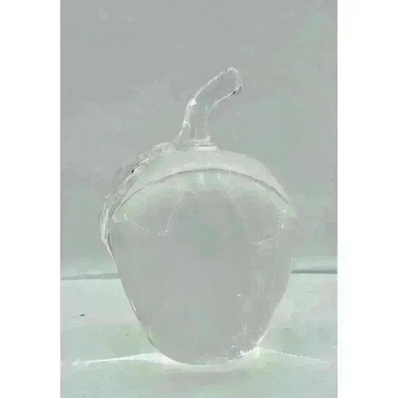 VTG 1981 St. Clair Maude And Bob Clear Apple Glass Paperweight Signed 4x2” - Picture 1 of 9